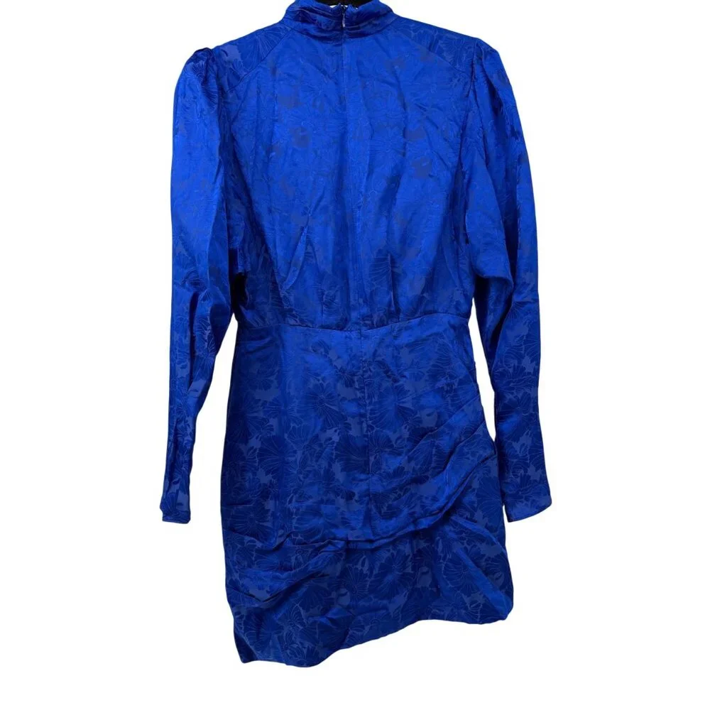 Ronny Kobo Virgo ruched floral satin sheath dress in blue silk blend, M - Picture 3 of 13